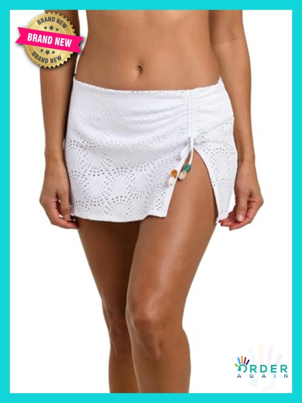 Skirted Hipster Bikini Bottom with Side Tie Tassels